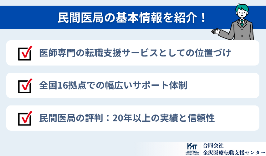民間医局の基本情報を紹介!